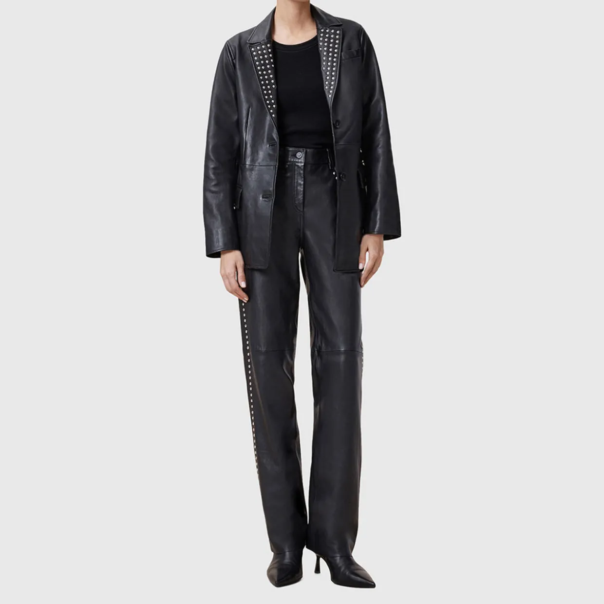 Saige Studded Leather Trousers