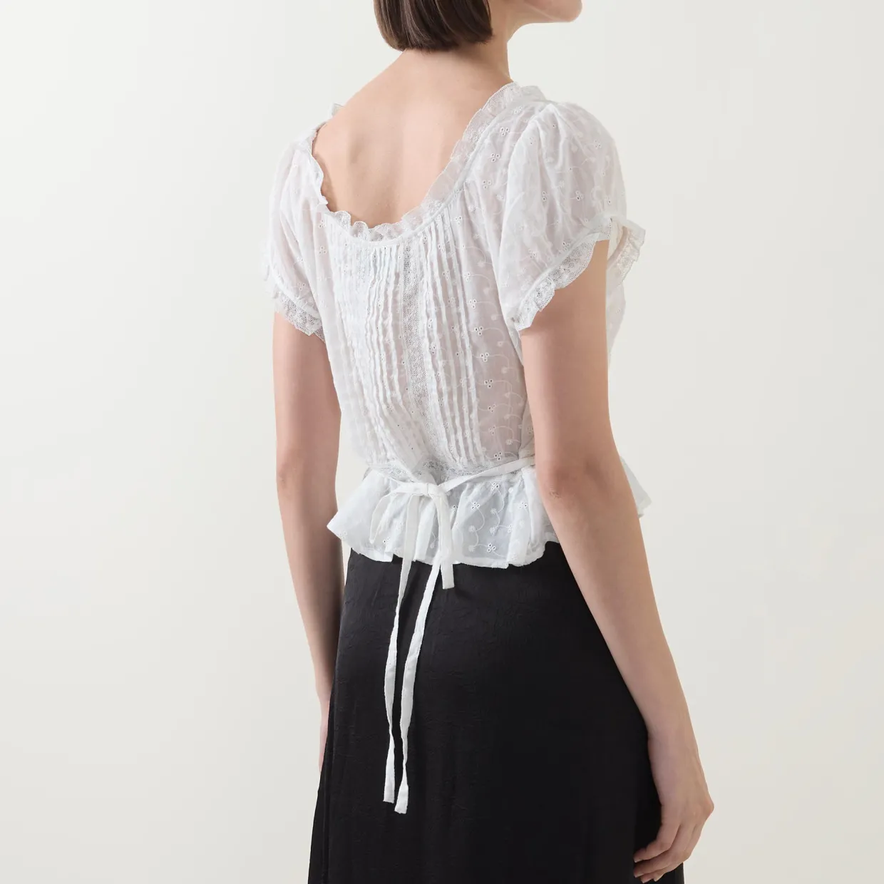 Sandi Pintuck Embroidered Blouse