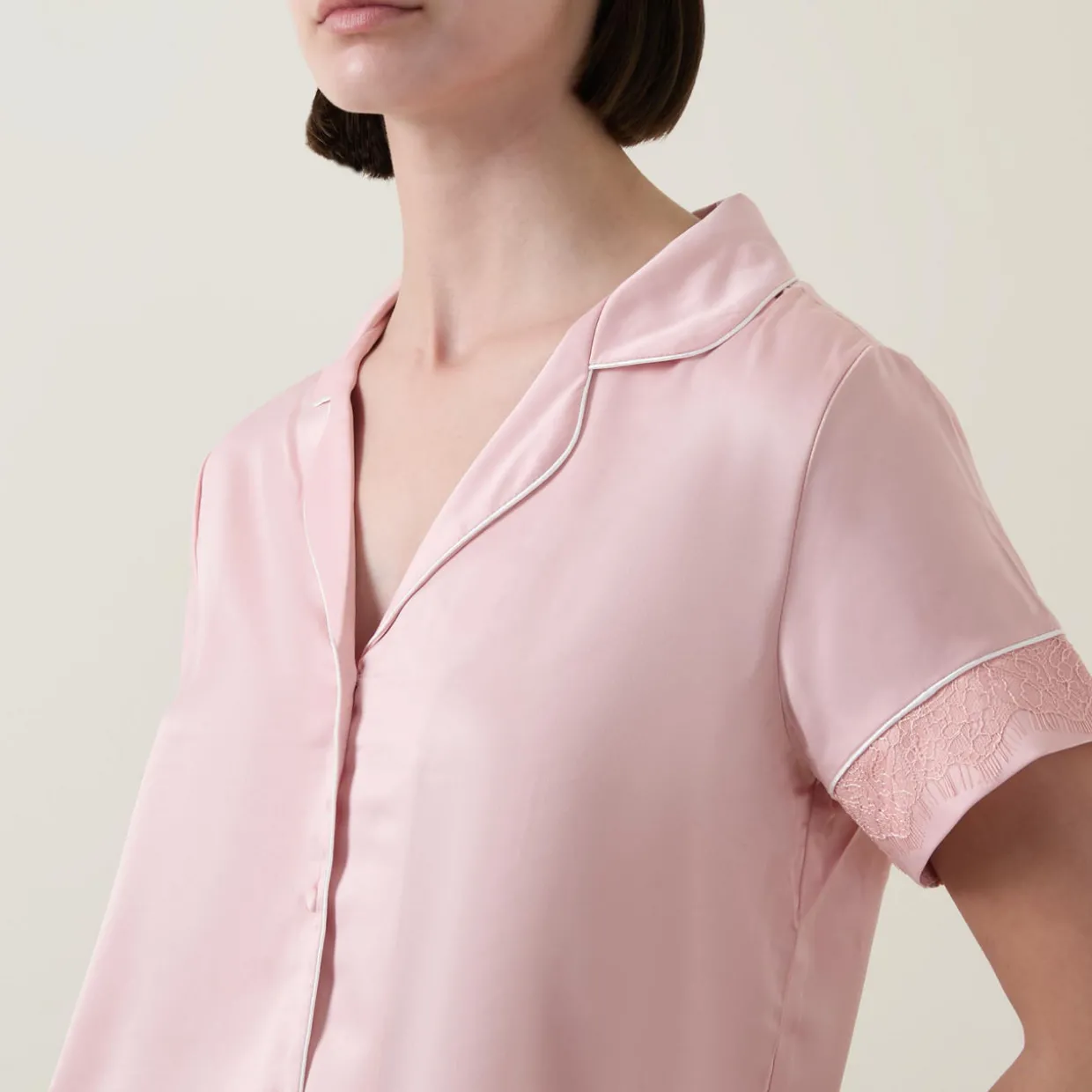 Satin Lace Top & Shorts Pyjama Set
