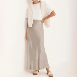 Satin Slip Flared Skirt