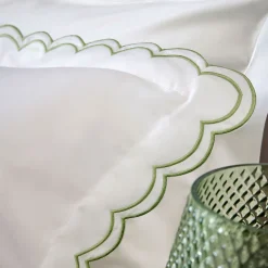 Scallop Edge Oxford Pillowcase Pair Matcha
