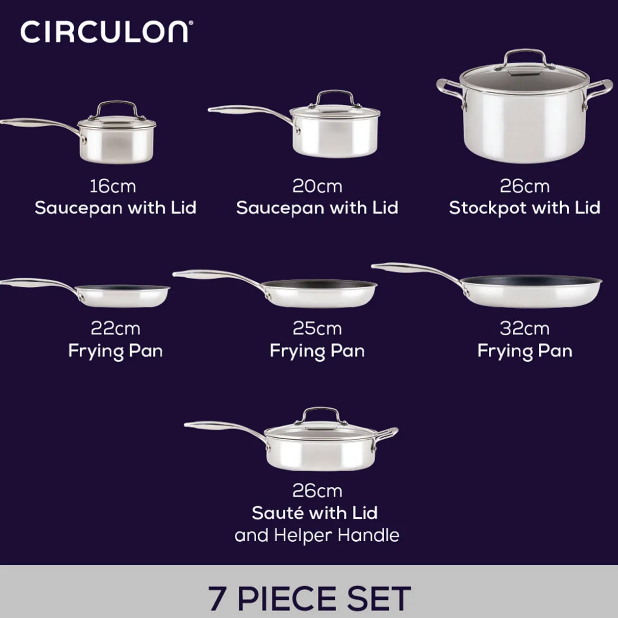 Scratch Defense Stainless Steel Seven-Piece Pan Set