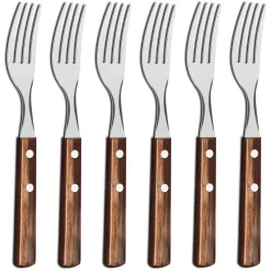 Set of Six Wooden Handle Table Fork
