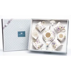Seven-Piece White Thistle Bone China Tea Set