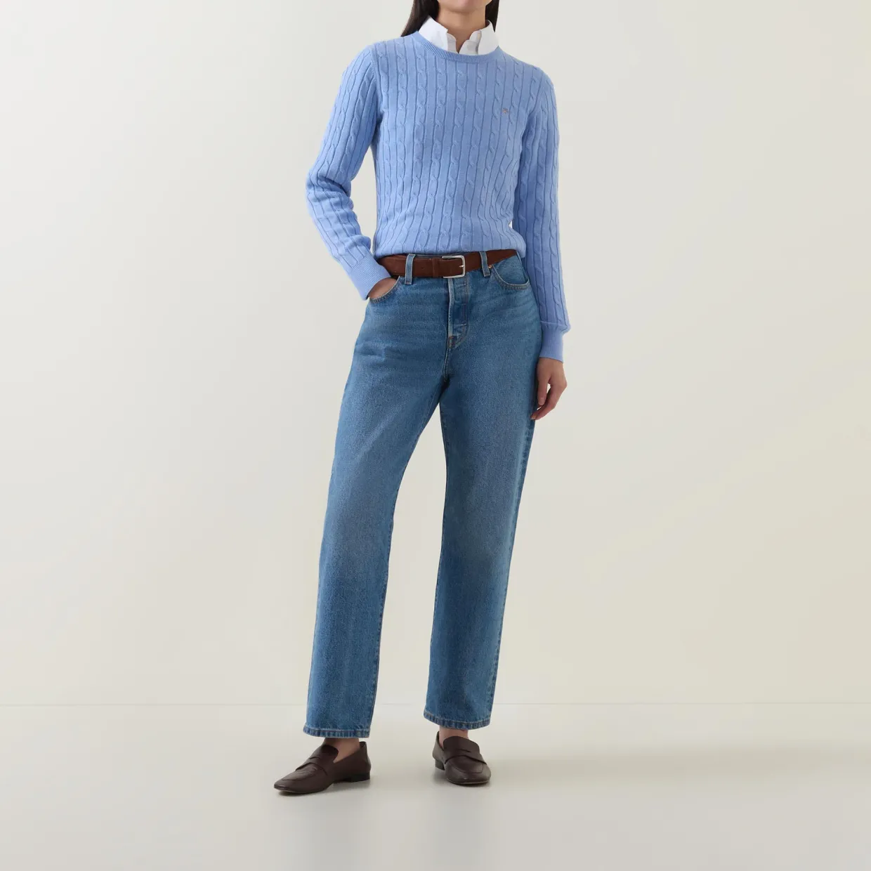 Shield Logo Cable Knit Sweater