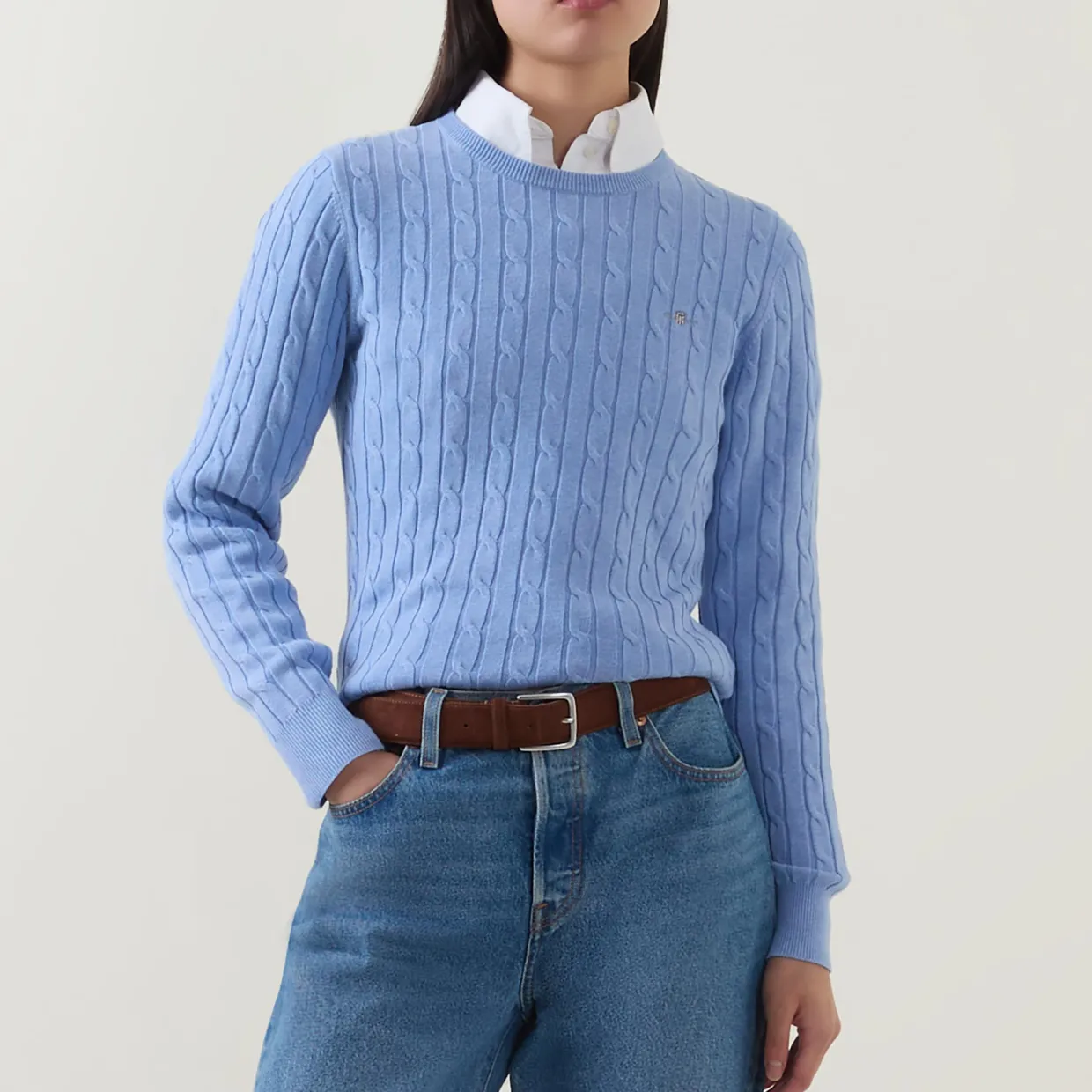 Shield Logo Cable Knit Sweater