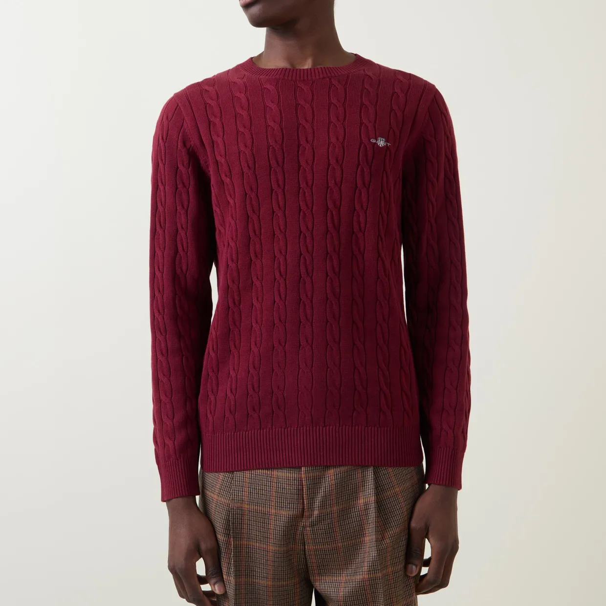 Shield Logo Cable Knit Sweater