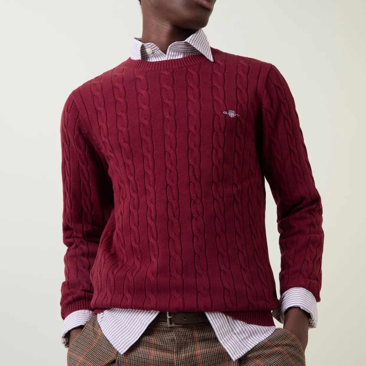 Shield Logo Cable Knit Sweater