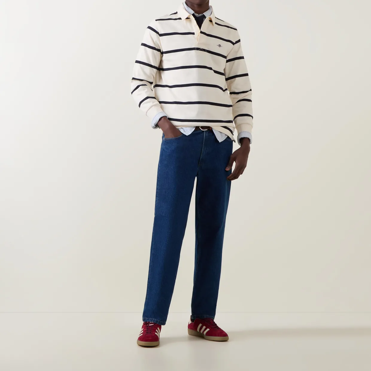 Shield Logo Striped Rugby Sweatshirt