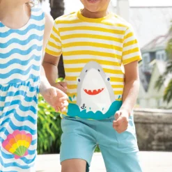 Sid Striped Shark Applique T-Shirt