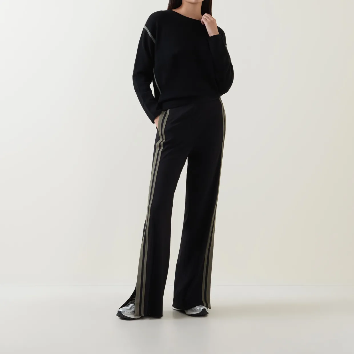 Side Stripe Wide Leg Trousers
