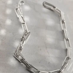 Silver-Tone Square Link Necklace