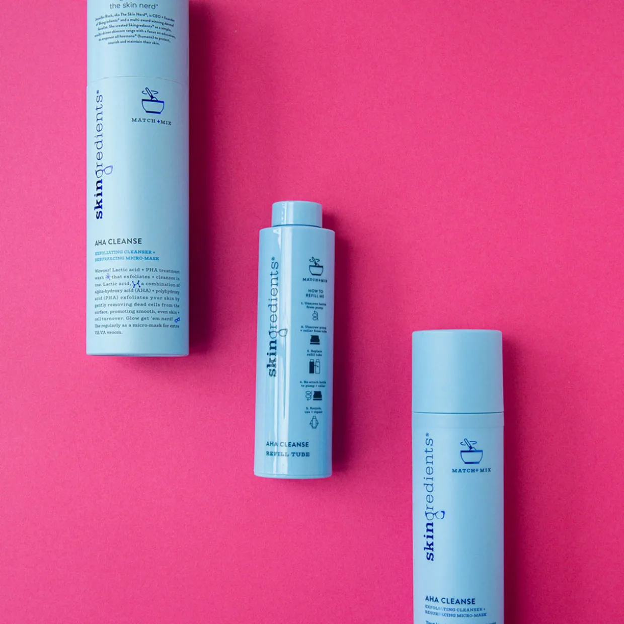 Skingredients AHA Cleanse Brightening + Exfoliating Lactic Acid Cleanser Refill Tube 100ml