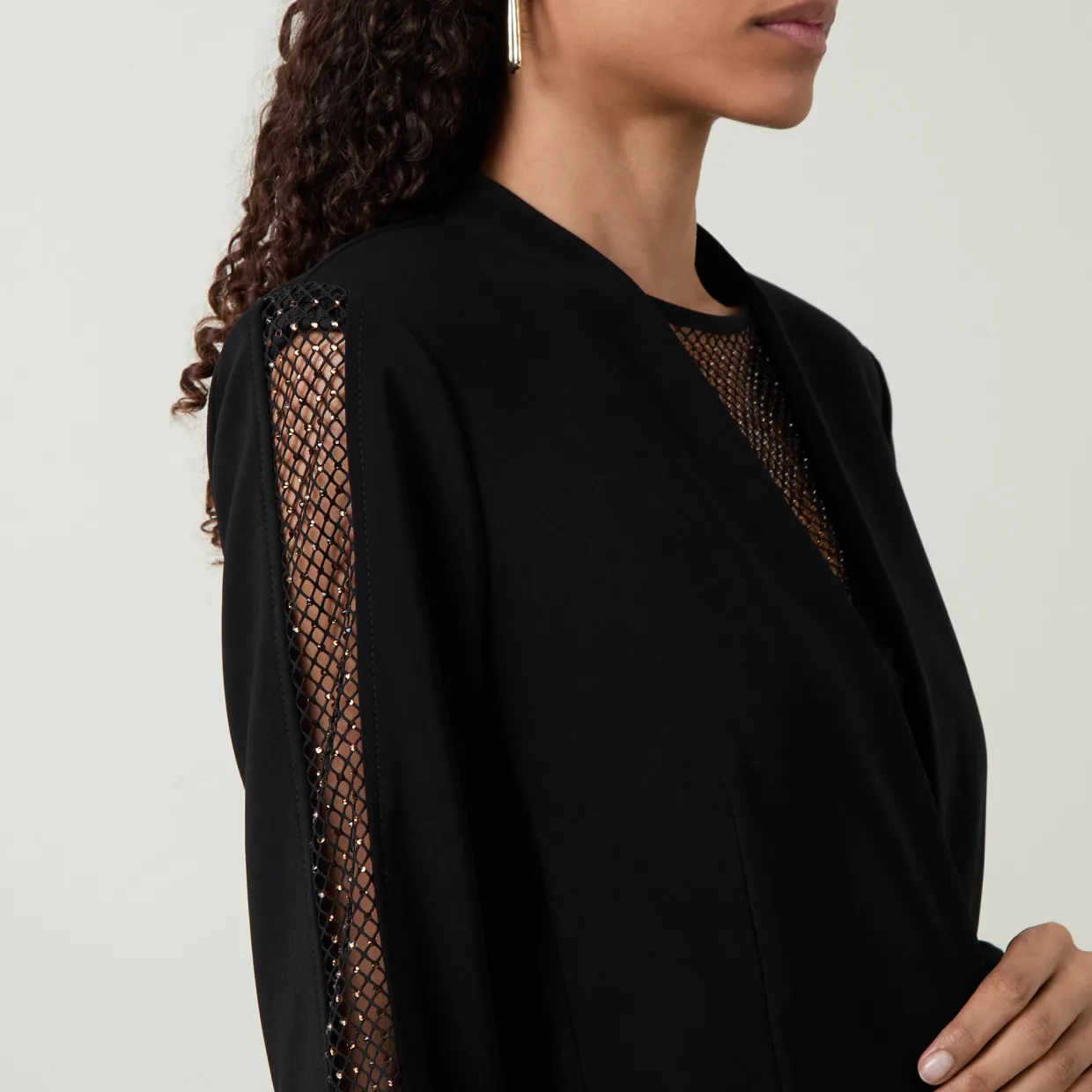 Sleeve-Embellished Single-Breasted Blazer