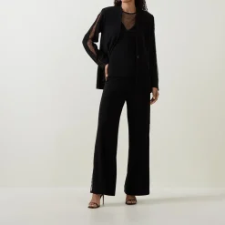 Sleeve-Embellished Single-Breasted Blazer