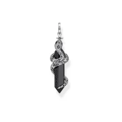 Snake & Crystal Sterling Silver Pendant