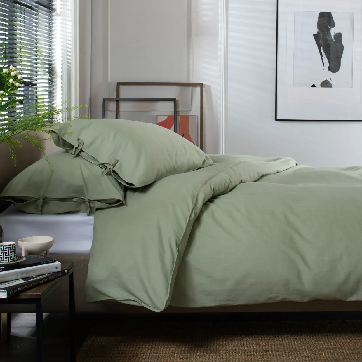 Soft Textured Duvet Set Green