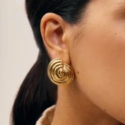 Spiral Dome Oversized Stud Earrings