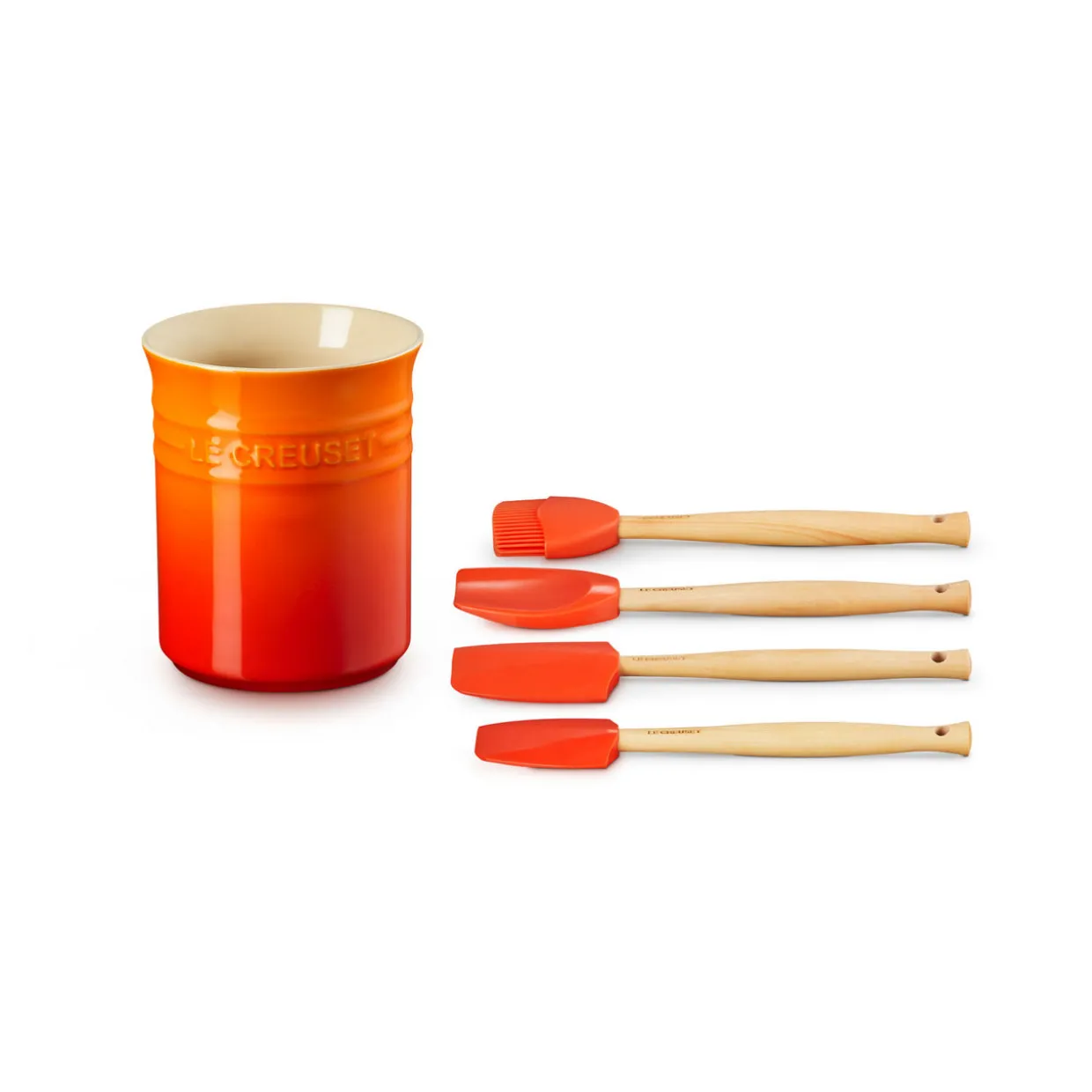 Stoneware Utensil Jar & Set of Four Craft Spatulas