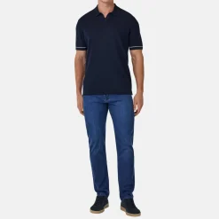 Stretch Denim Straight Leg Jeans