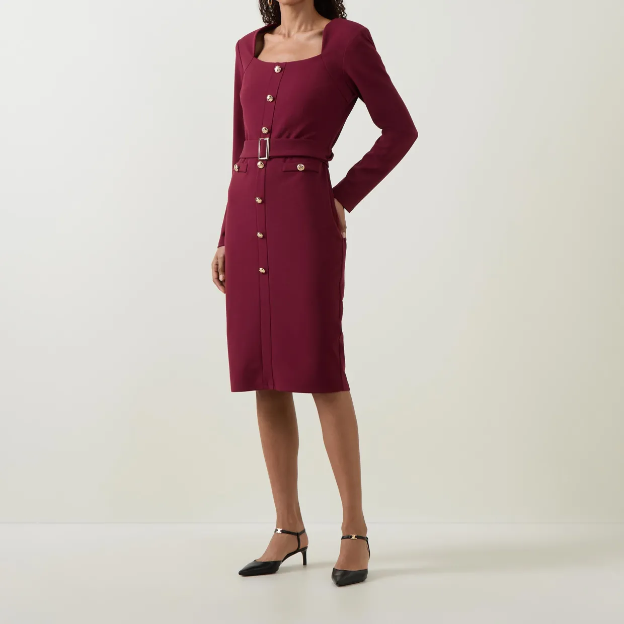 Structured Belted Shirt Dress