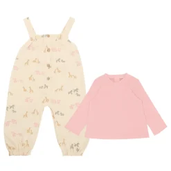 Sweatshirt & Animal Printed Dungarees Two-Piece Set