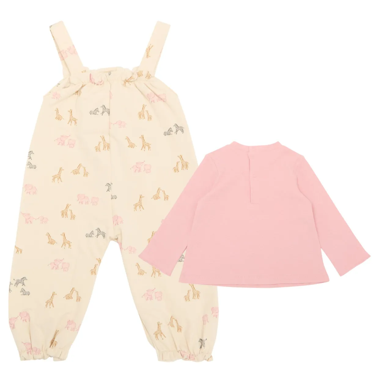 Sweatshirt & Animal Printed Dungarees Two-Piece Set