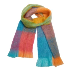 Teal & Orange Check Scarf