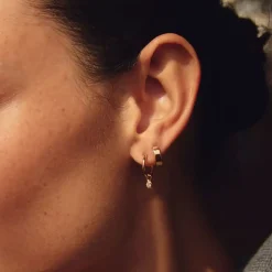 Tennis Charm Mini Hoop Earrings