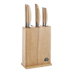 Tevere 7 Piece Natural Rubberwood Knife Block Set