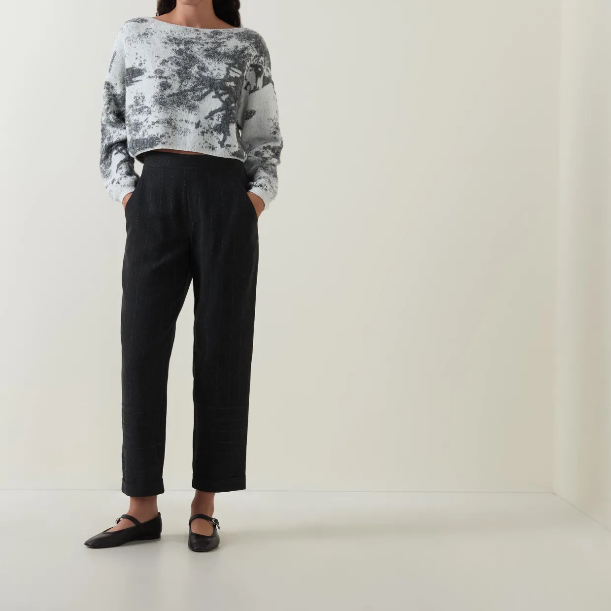 Textured Cropped Sweater