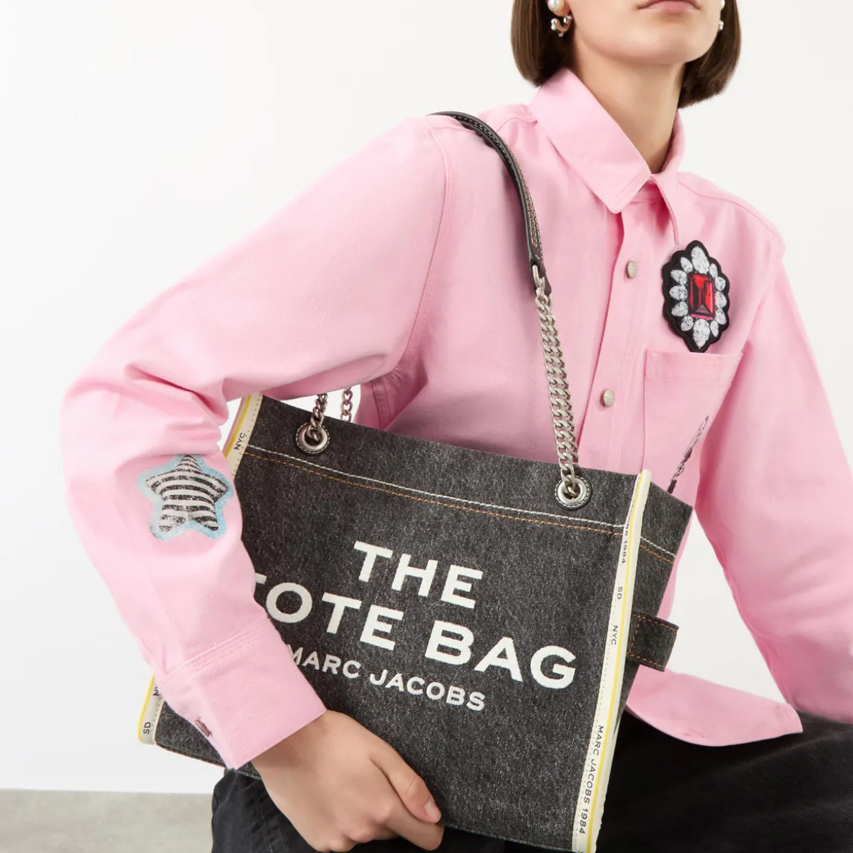 The Denim Chain Medium Tote Bag