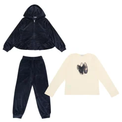 Three-Piece Embellished Hoodie, T-Shirt & Sweatpants Set