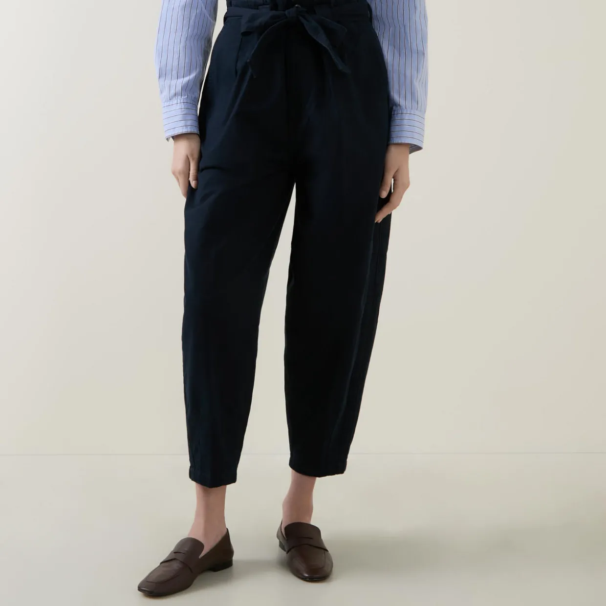 Tie-Waist Cropped Chinos