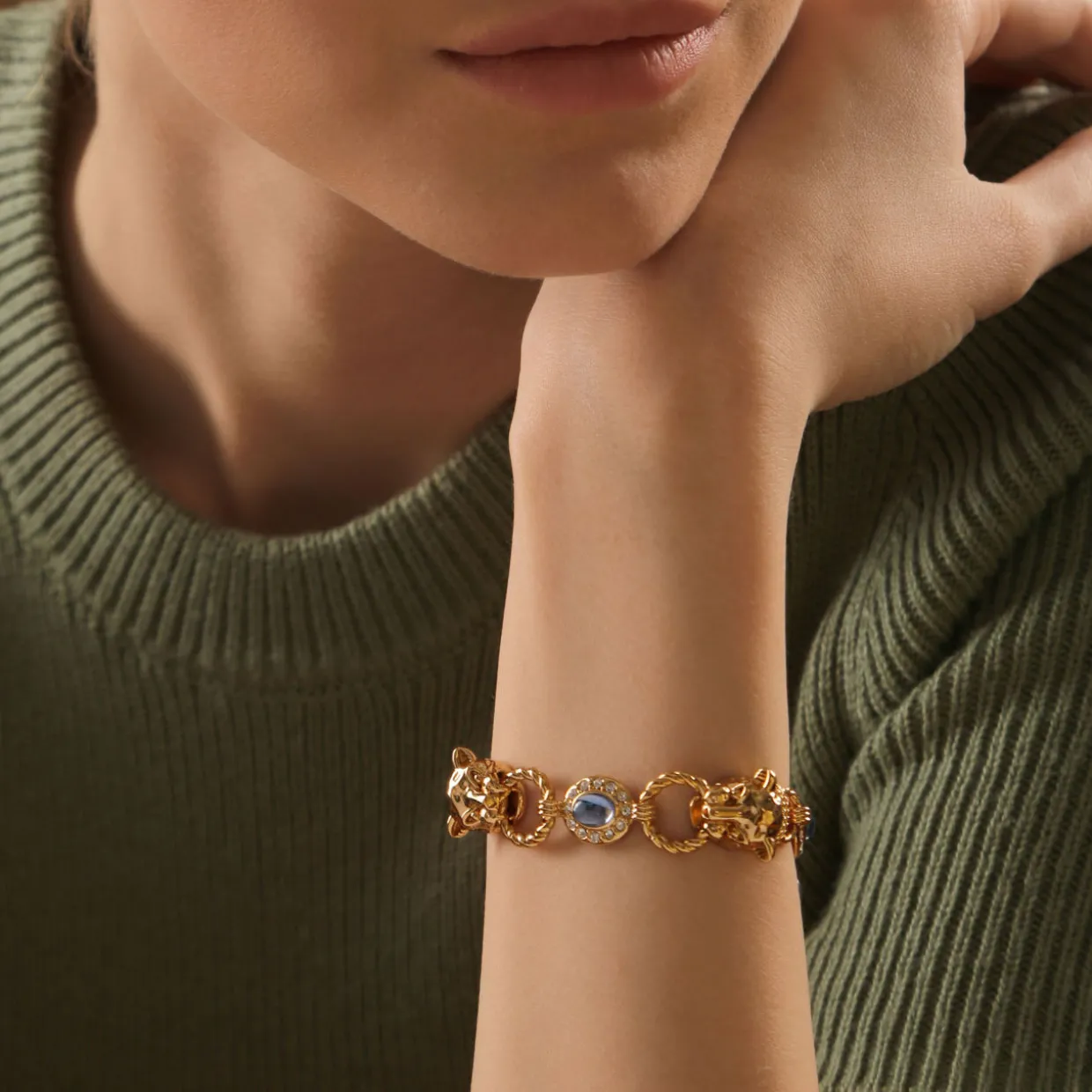 Tigers Head Crystal Stone Bracelet