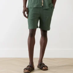 Tonal Stripe Drawstring Shorts