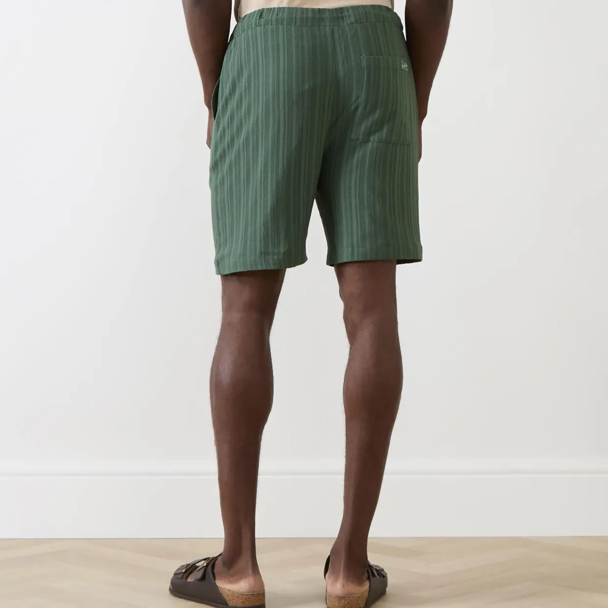 Tonal Stripe Drawstring Shorts