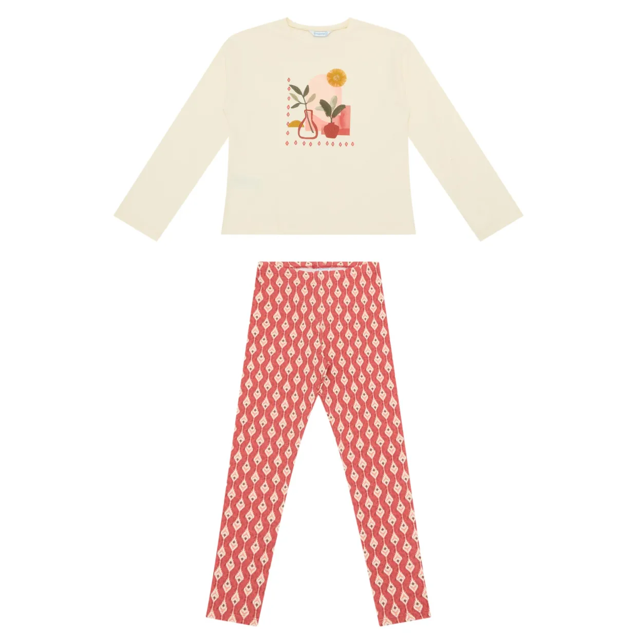 Two-Piece Plant T-Shirt & Printed Leggings Set