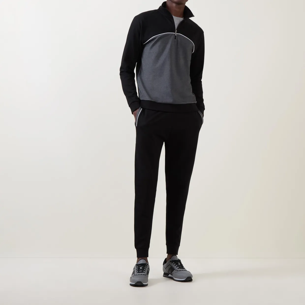 Two-Tone Half-Zip Sweatshirt