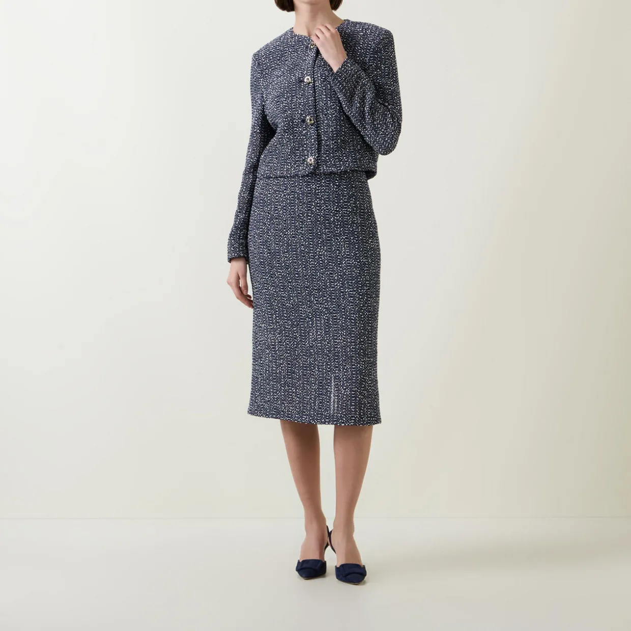 Vatilar Bouclé Knit Pencil Skirt