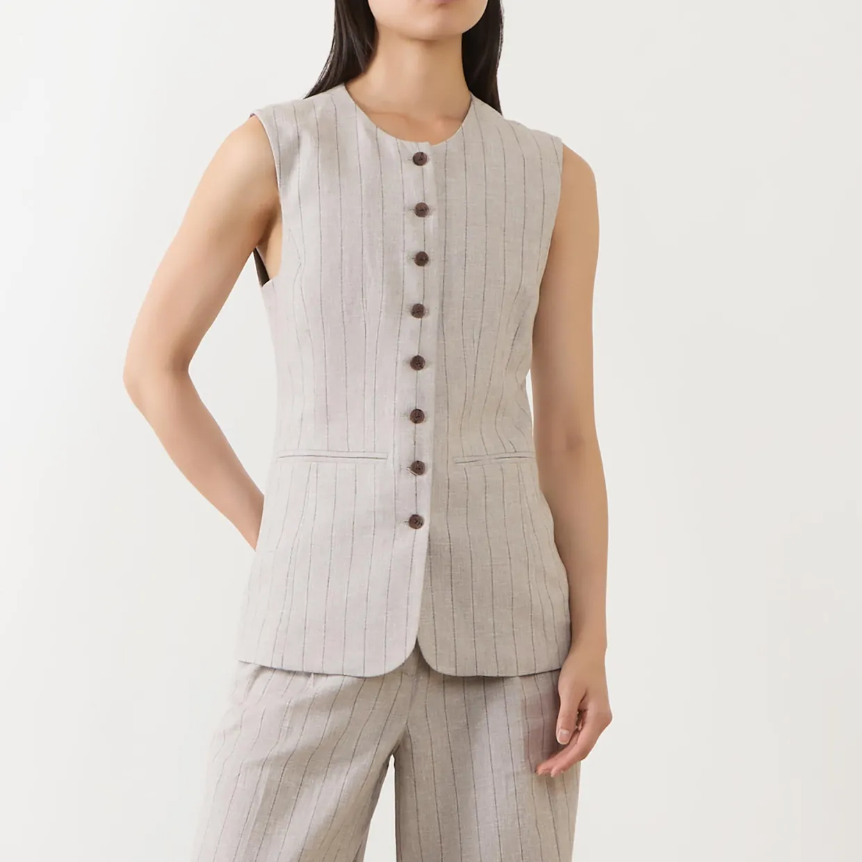 Vilka Pinstripe Wide Leg Trousers