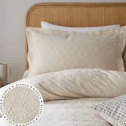 Waffle Oxford Pillowcase Pair Beige