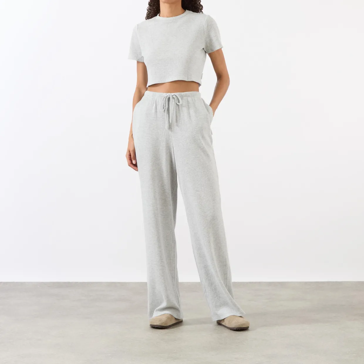 Waffle Straight Leg Sweatpants