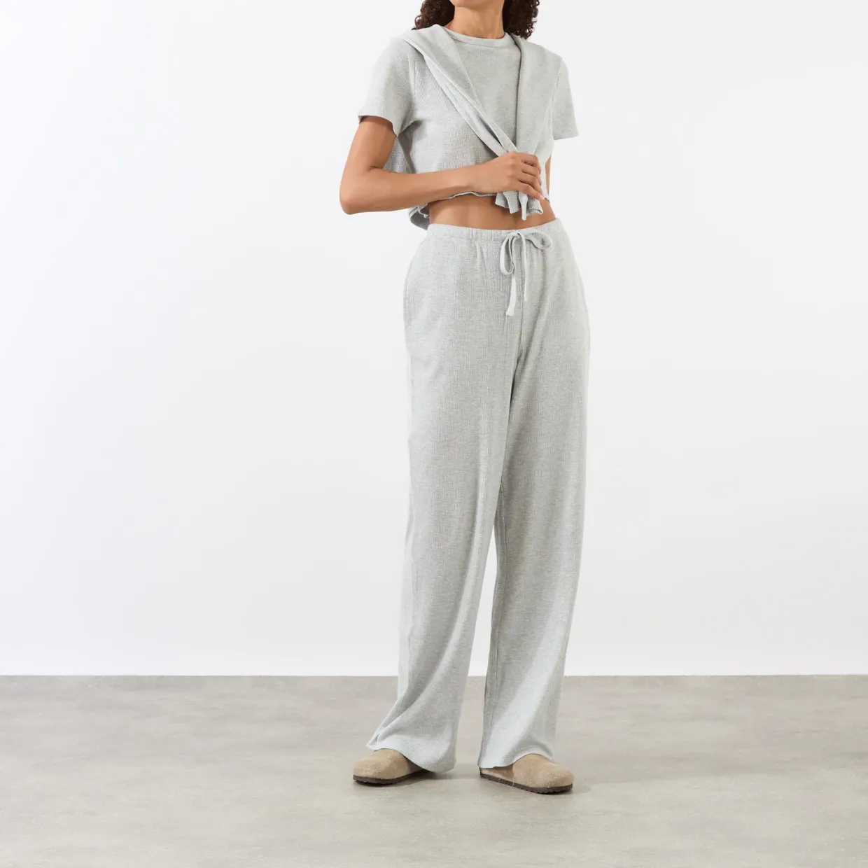 Waffle Straight Leg Sweatpants