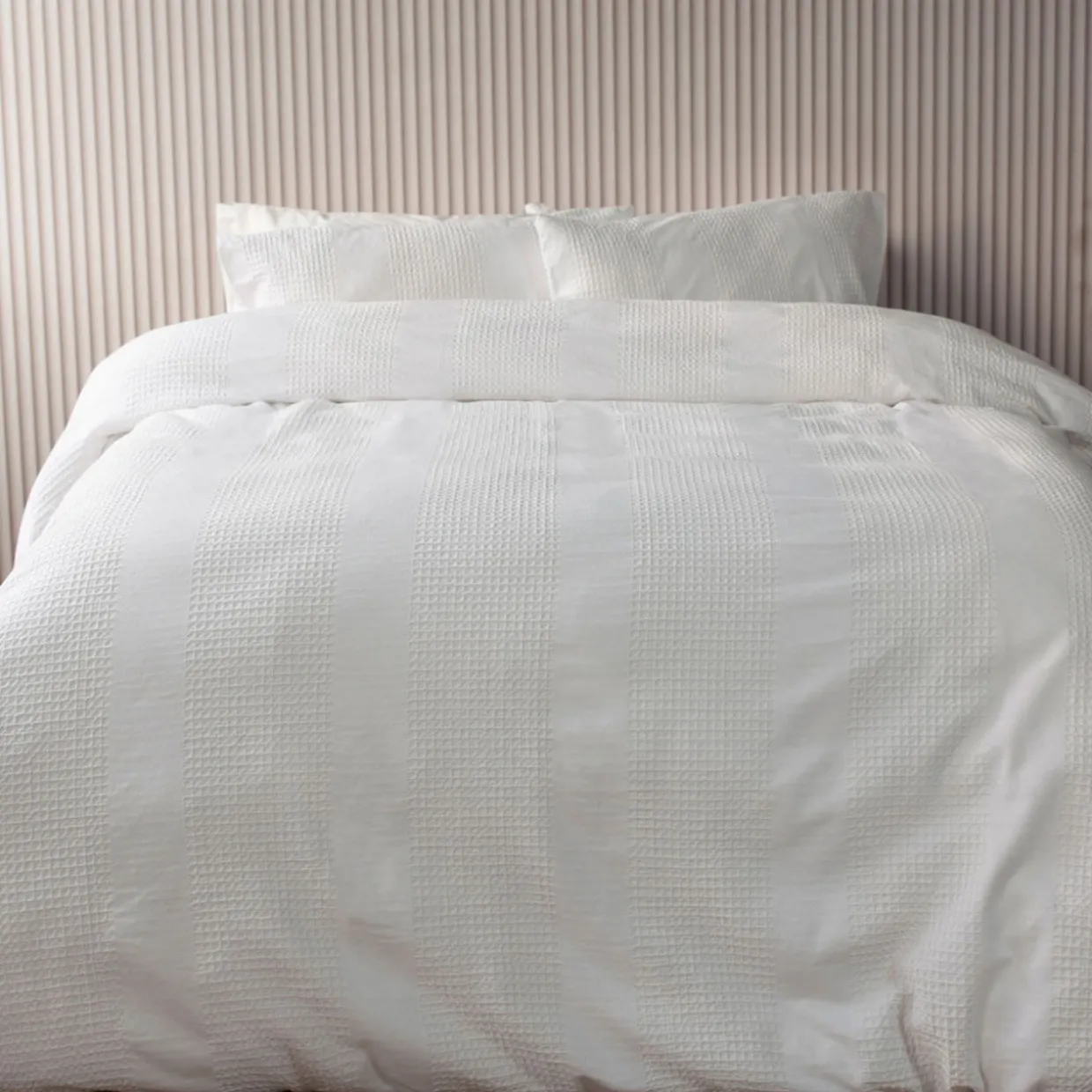 Waffle Stripe Duvet Set Vanilla