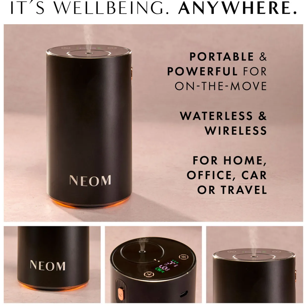 Wellbeing Pod Mini+ Waterless Essential Oil Diffuser - Black