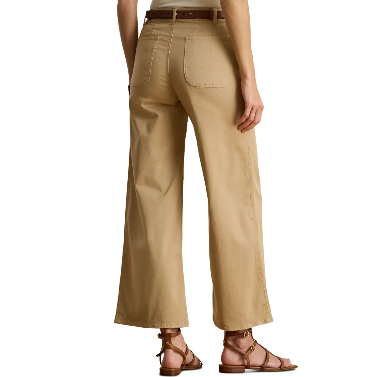 Yurshane Stretch Cropped Wide Leg Chinos