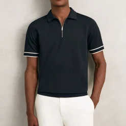 Zain Textured Half-Zip Tipped Polo Shirt