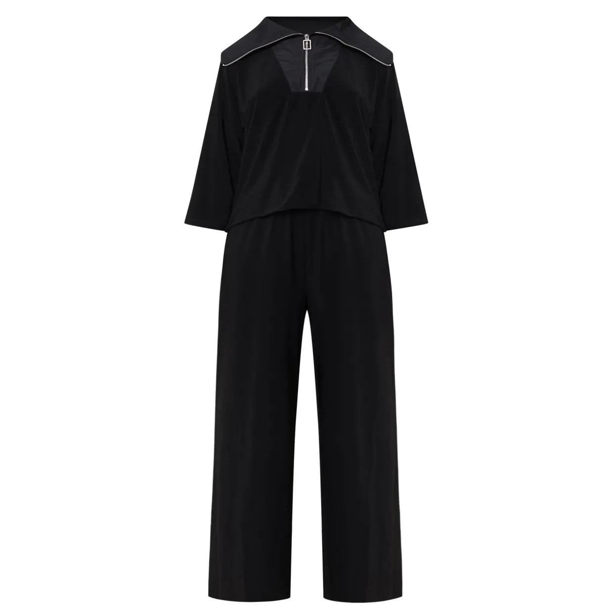 Zip-Detail Wide Leg Jumpsuit