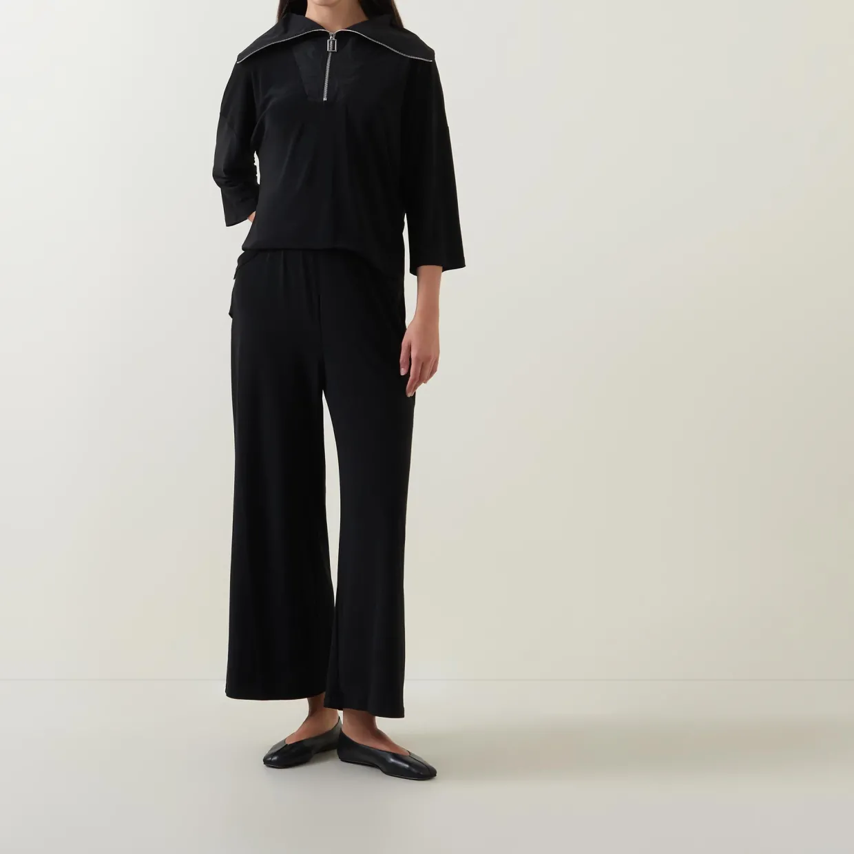 Zip-Detail Wide Leg Jumpsuit